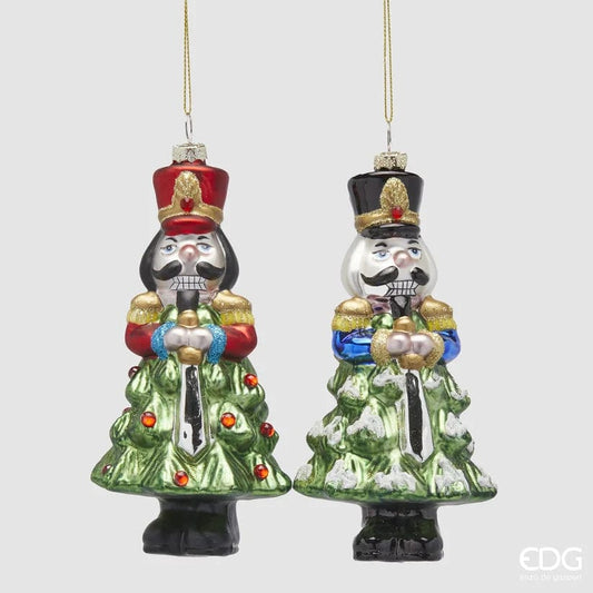 Italiving Christbaumschmuck Weihnachtsschmuck - 2 Nussknackerfiguren - Glas H 16,5