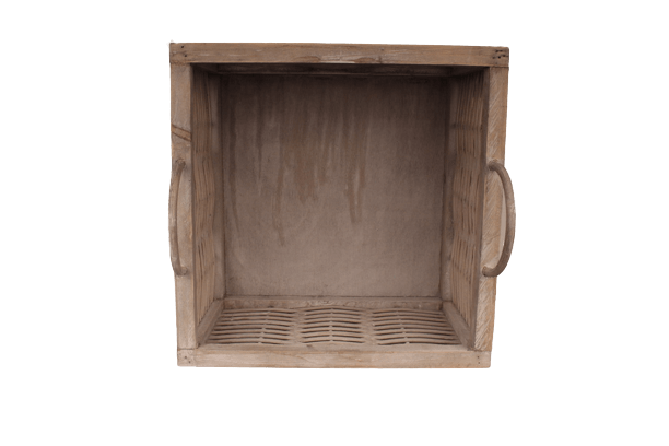 ITALIVING Geschenkkorb Geschenkbox quadratisch aus weiß lasiertem Naturholz 25 x 25 cm