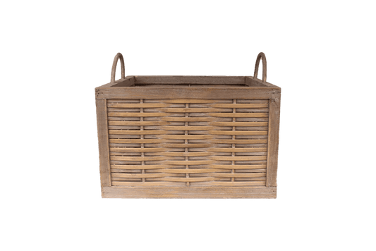 ITALIVING Geschenkkorb Geschenkbox quadratisch aus weiß lasiertem Naturholz 30 x 30 cm