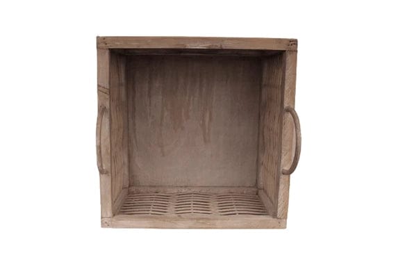 ITALIVING Geschenkkorb Geschenkbox quadratisch aus weiß lasiertem Naturholz 30 x 30 cm