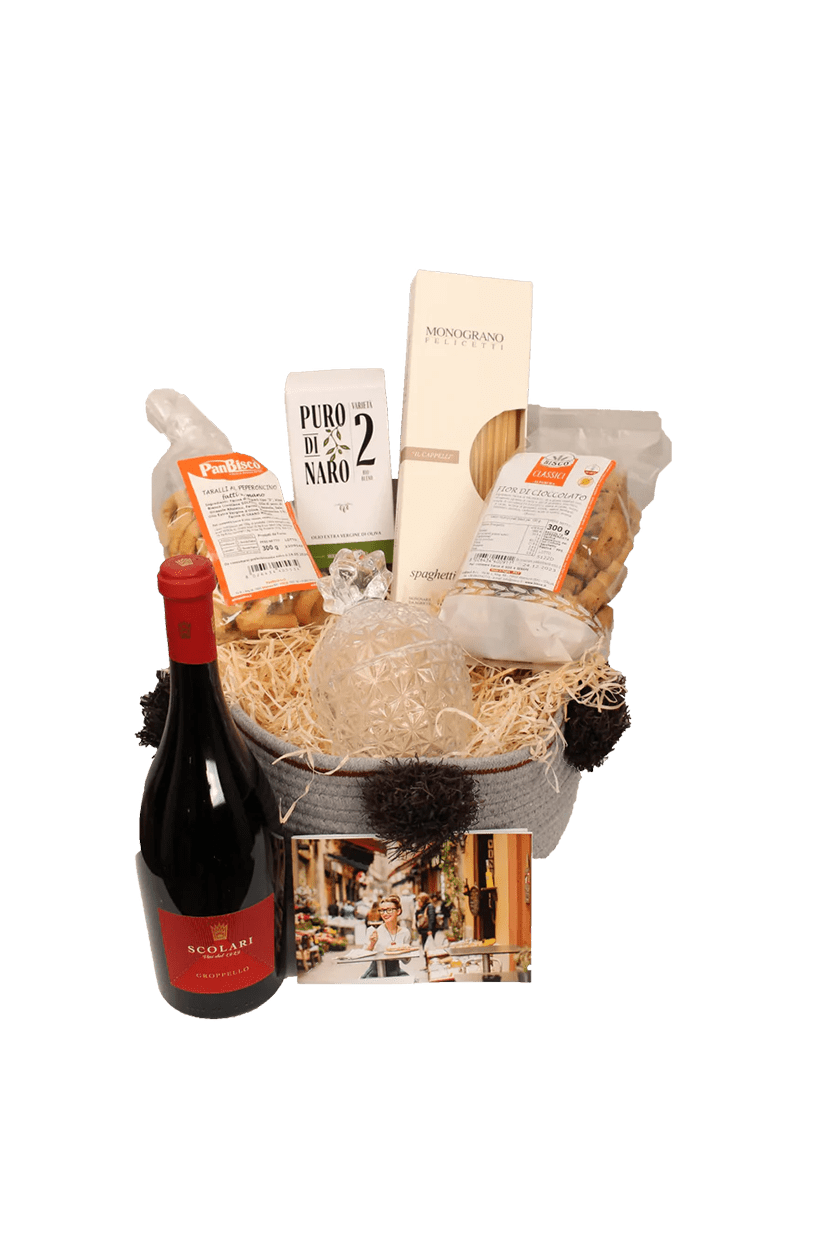 Italiving Geschenkkorb Geschenkkorb "Die rote Versuchung" - Pasta, Rotwein, Öl und mehr