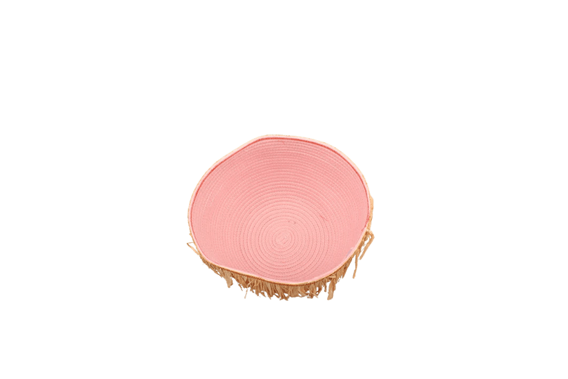 Italiving Geschenkkorb Geschenkkorb rosa aus BW/Poly mit Bastfransen Durchmesser 20 cm