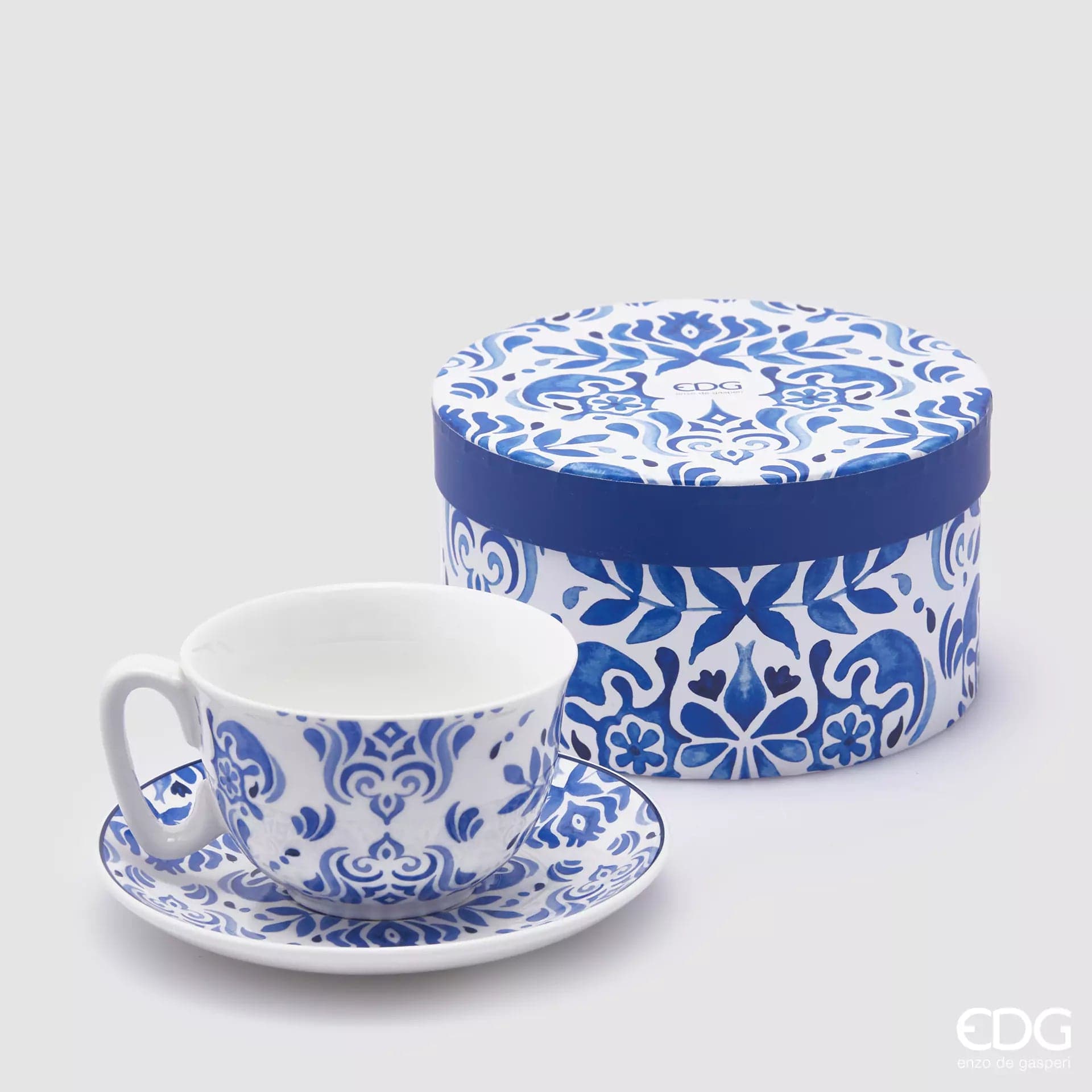 Kaffeetasse mit Untertasse Capri - Porzellan bemalt - in Geschenkbox