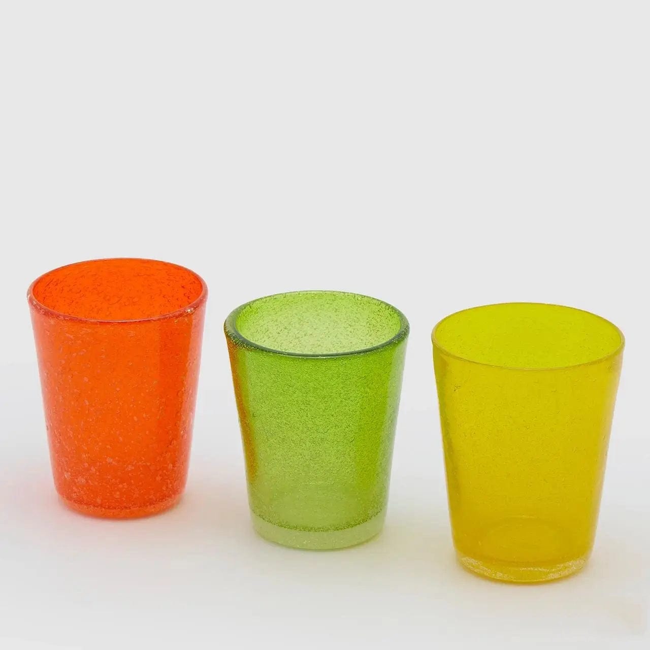 Italiving Gläser 3er-Set Wassergläser Buntglas H 10 cm Ø 8 cm Gelb, Grün, Orange
