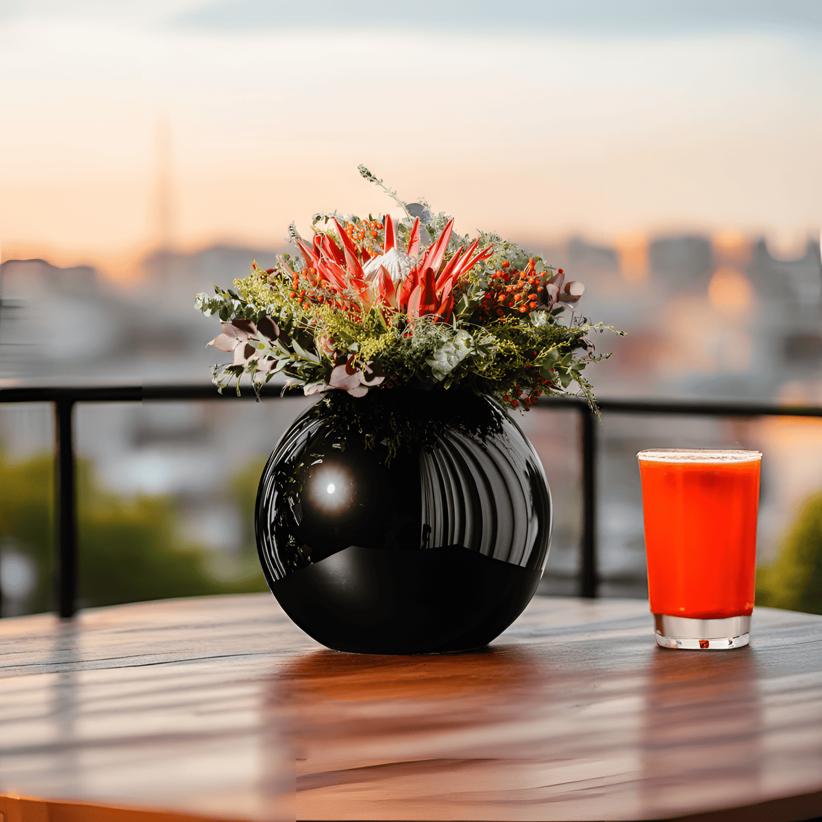 Italiving Glasvase Blumenvase - Glaskugel Höhe 20 cm Ø 23 cm in 2 Farben