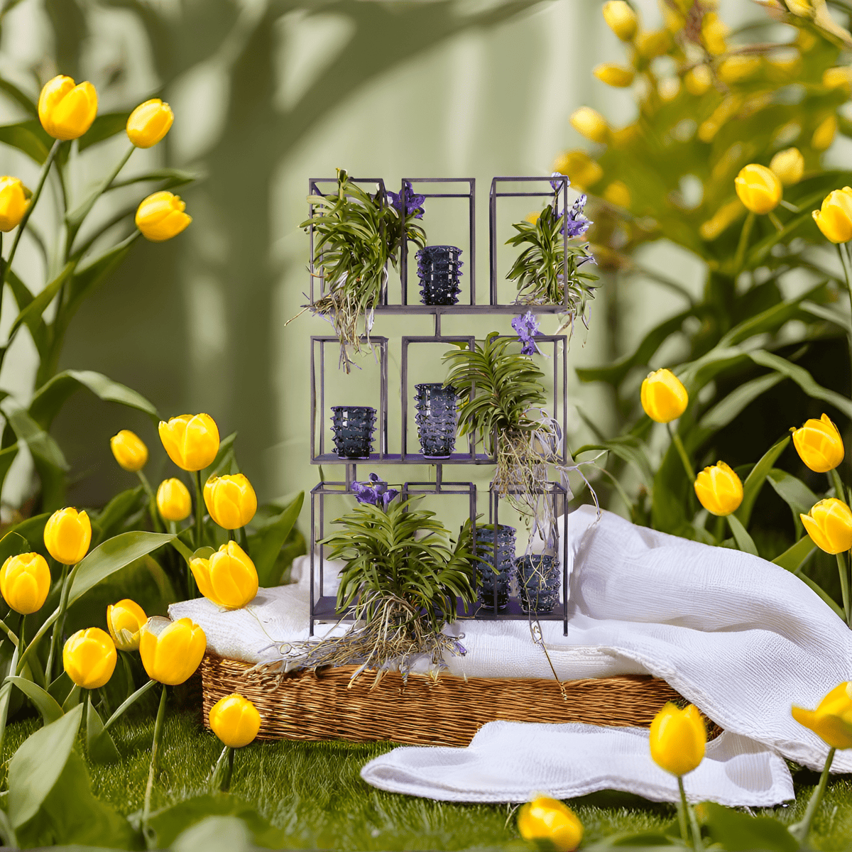 Italiving Glasvase Design Vase Glas mit Kristallen Höhe 23 cm Ø 20 cm