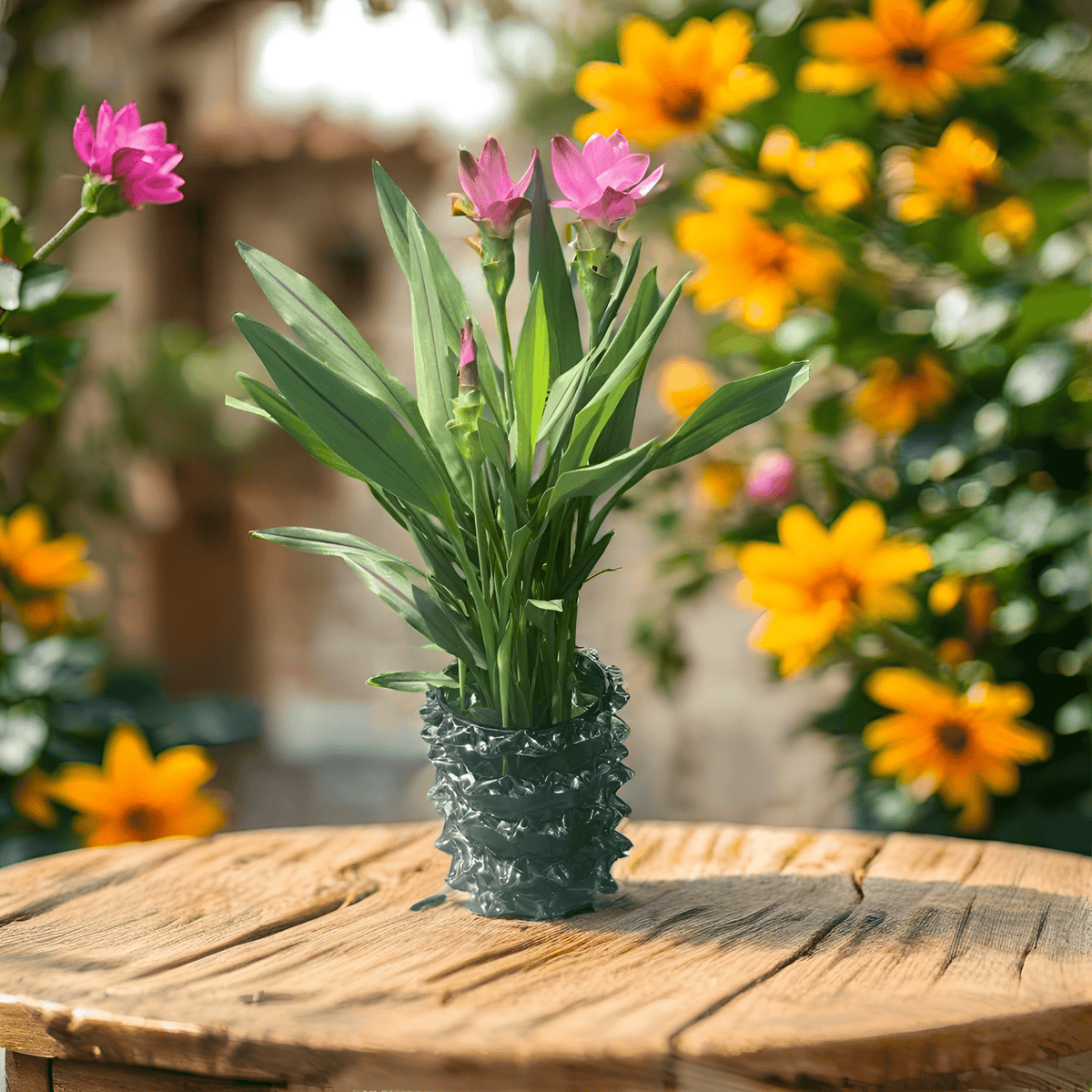 Italiving Glasvase Design Vase Glas mit Kristallen Höhe 23 cm Ø 20 cm