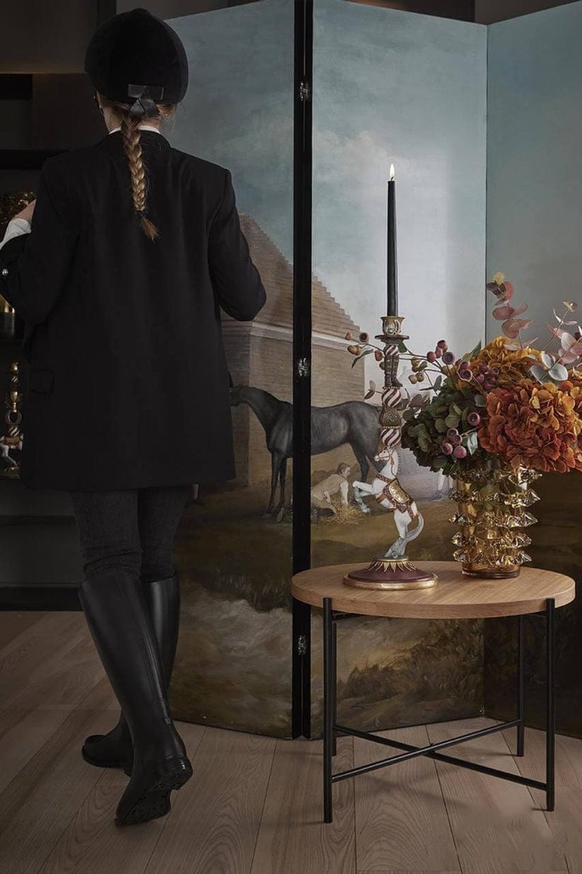 Italiving Glasvase Design Vase Glas mit Kristallen Höhe 23 cm Ø 20 cm