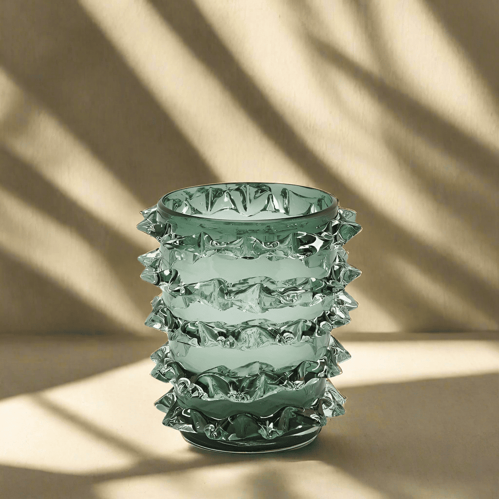 Italiving Glasvase Design Vase Glas mit Kristallen Höhe 23 cm Ø 20 cm