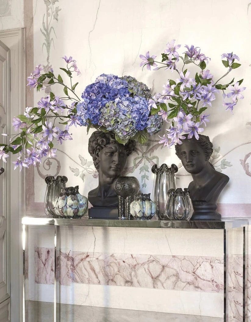 Italiving Glasvase Designer Vase Kristallglas mit Zierrand Höhe 21 cm Ø 18 cm in 2 Farben