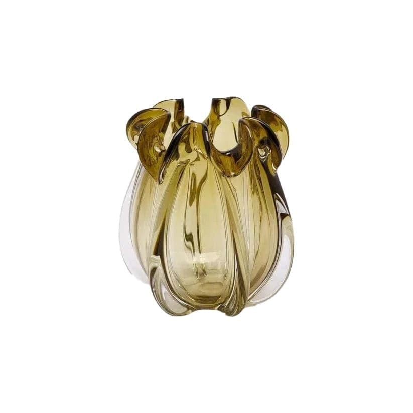 Italiving Glasvase Designer Vase Kristallglas mit Zierrand Höhe 21 cm Ø 18 cm in 2 Farben