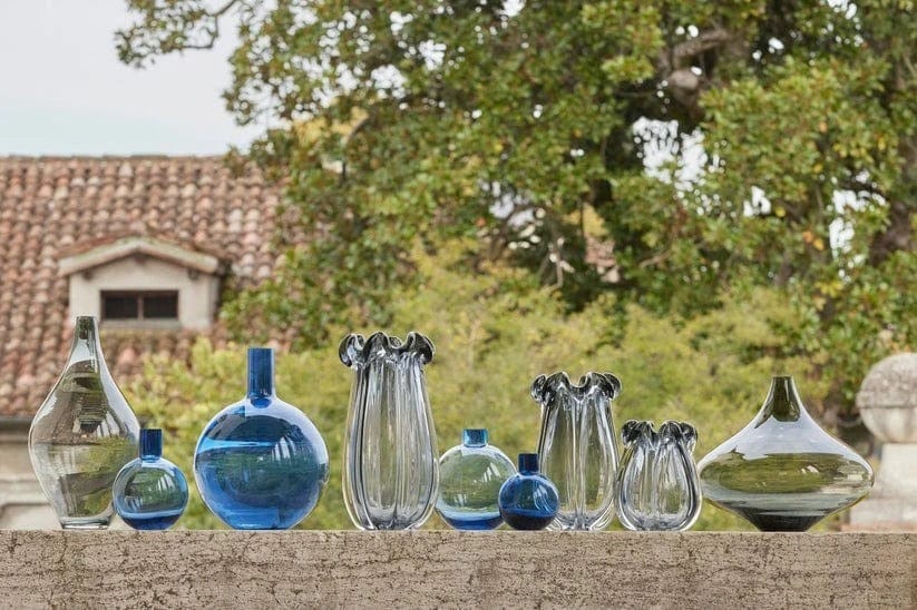 Italiving Glasvase Designer Vase Kristallglas mit Zierrand Höhe 21 cm Ø 18 cm in 2 Farben