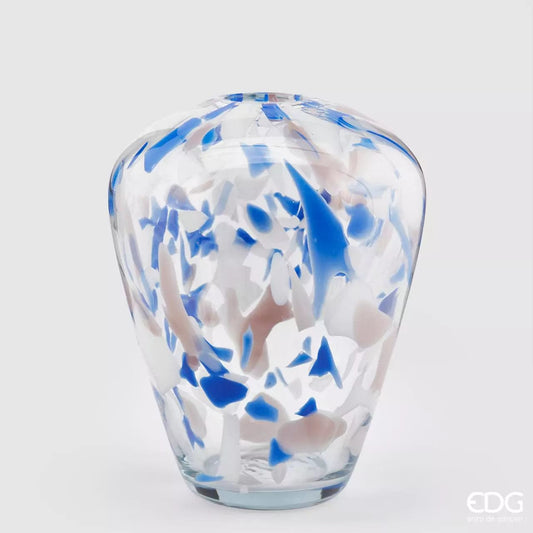 Italiving Glasvase Designervase aus bemaltem Glas Höhe 31,5 cm Ø 23,5 cm - Handarbeit