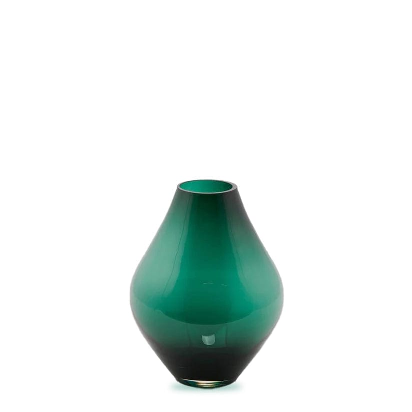 Italiving Glasvase Designervase aus Glas Smaragdgrün ausgefallene Form H 28 cm Ø 20 cm