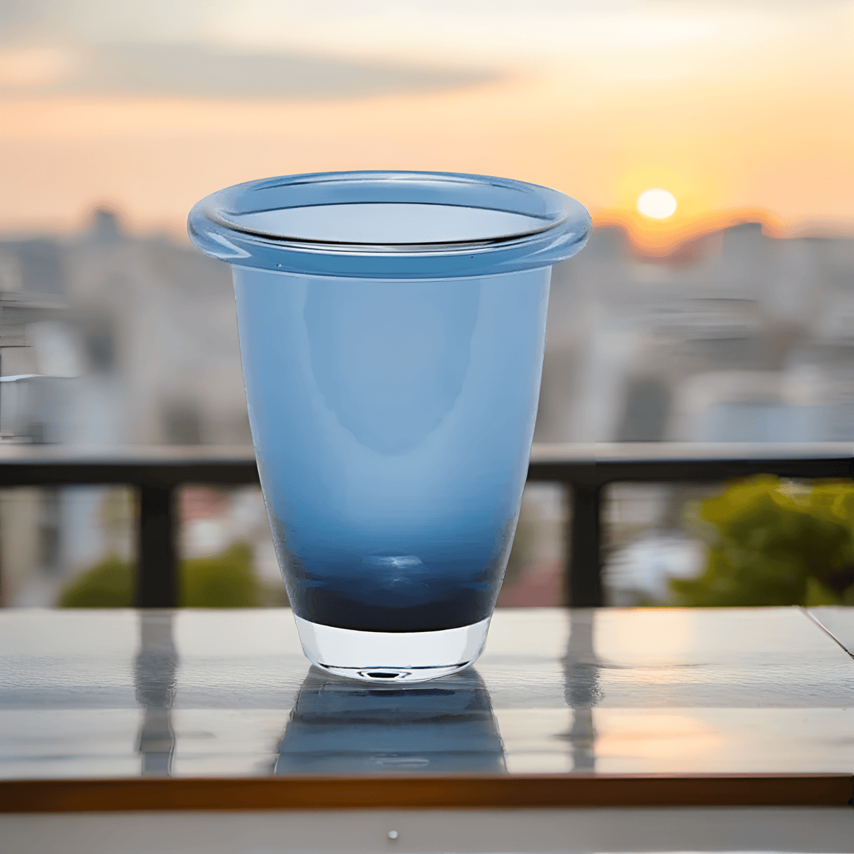 Italienische Glasvase und Designklassiker in 2 Farben H 18 cm Ø 16 cm