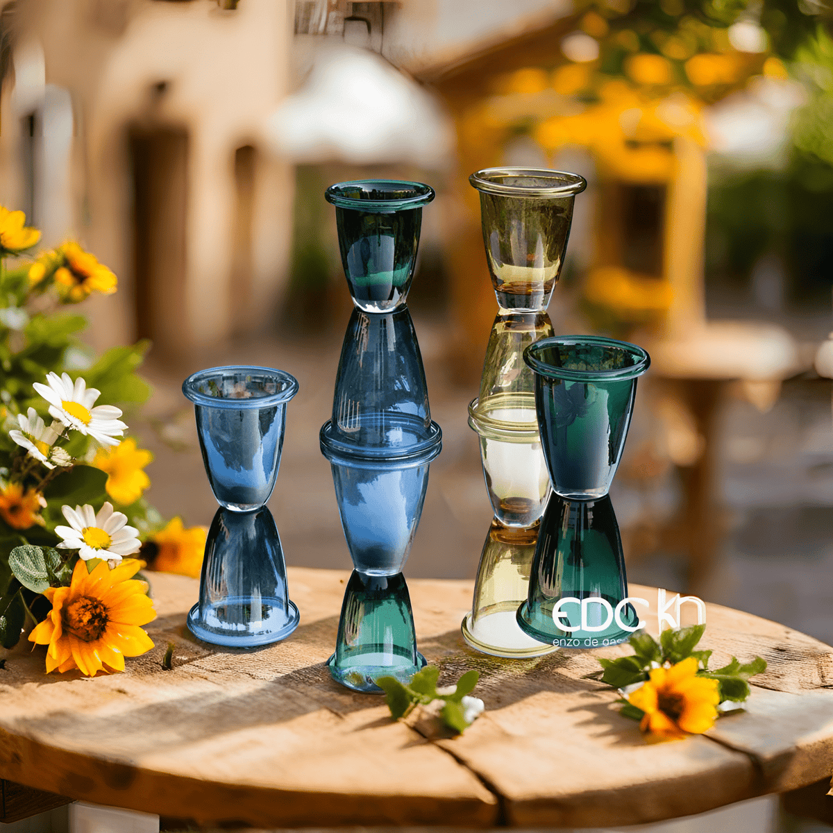 Italiving Glasvase Designklassiker Glasvase groß in 2 Farben H 18 cm Ø 16 cm