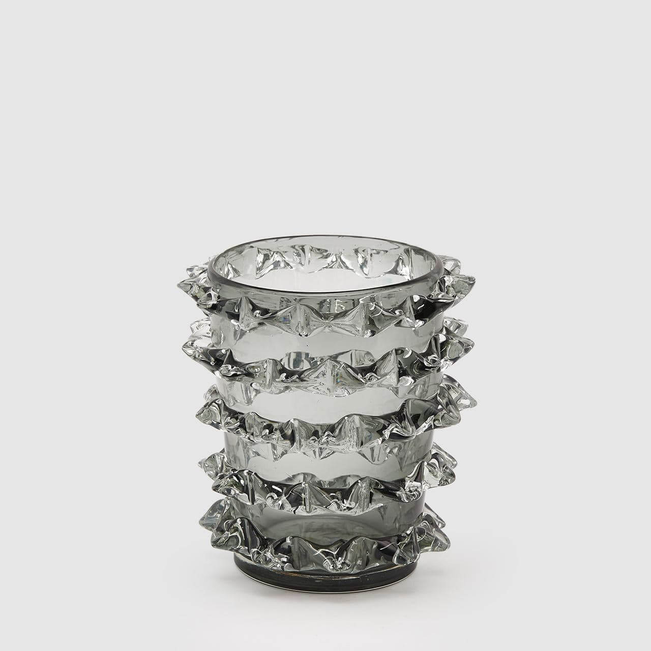 Italiving Glasvase Grau Design Vase Glas mit Kristallen Höhe 23 cm Ø 20 cm