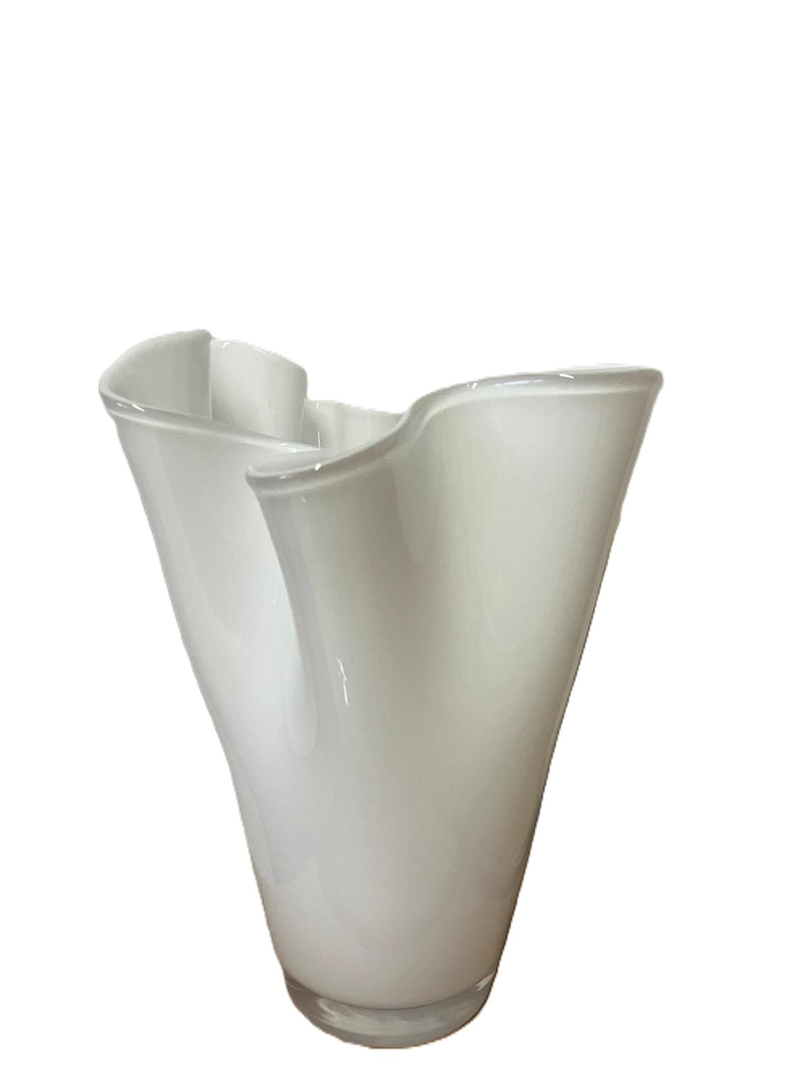 Italiving Glasvase White Blumenvase aus Glas mit Wellen H 22 cm Ø 17 cm schwarz und weiß
