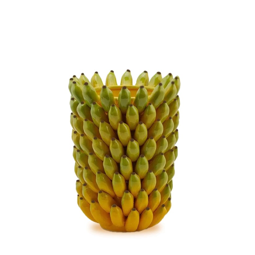 Italiving Keramikübertöpfe Designervase mit 134 Bananen verziert - lasierte Keramik H 34 cm Ø 26 cm