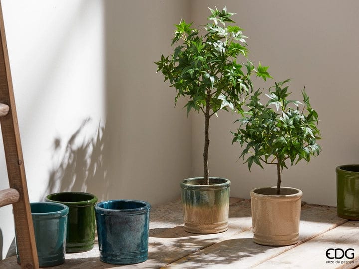 Mediterrane Blumentöpfe - glasierte Keramik 3 Farben Höhe 18 cm 18 cm