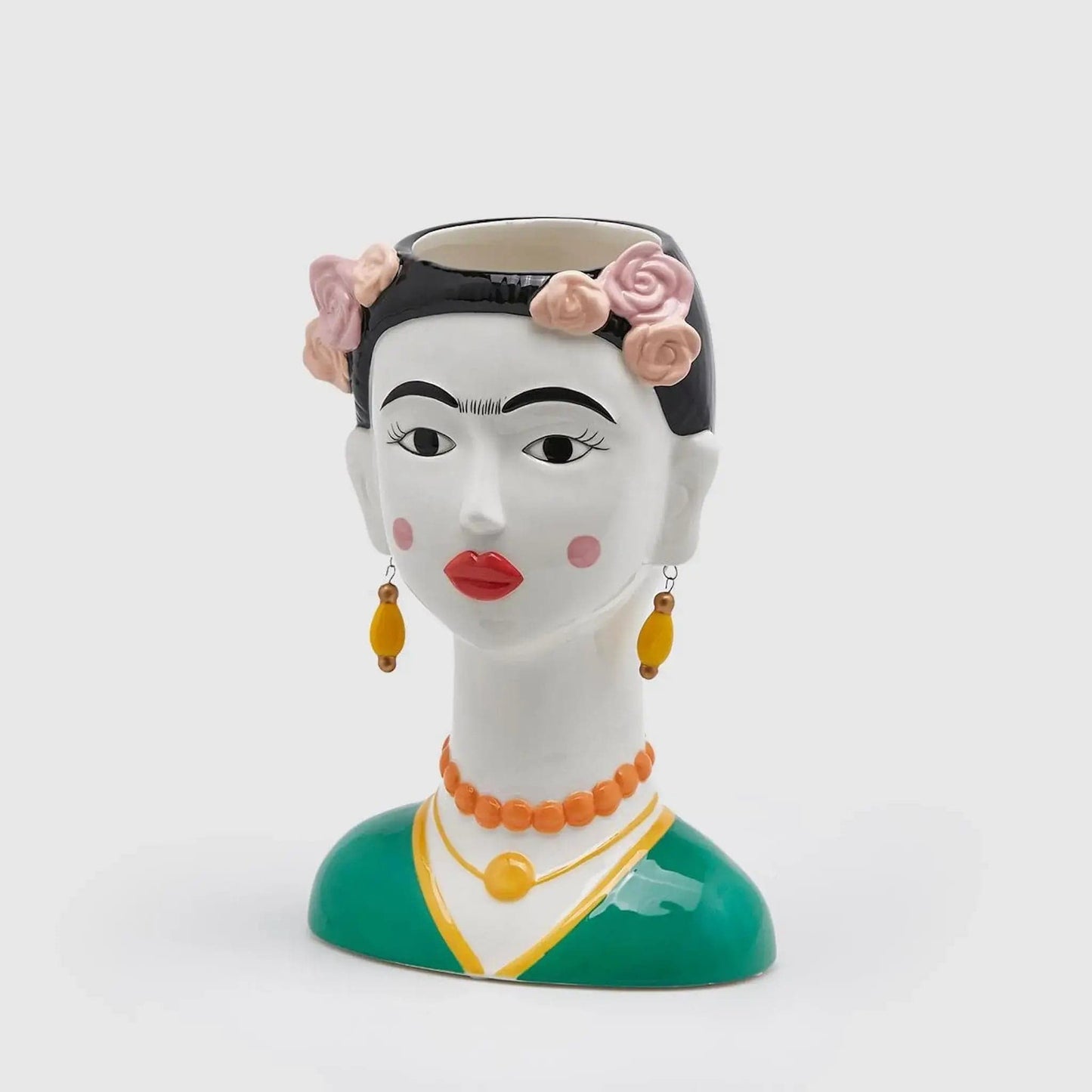 Italiving Keramikvase Dekoase Frida Kahlo- glasierte Keramik H 27 cm Ø 18/14 cm