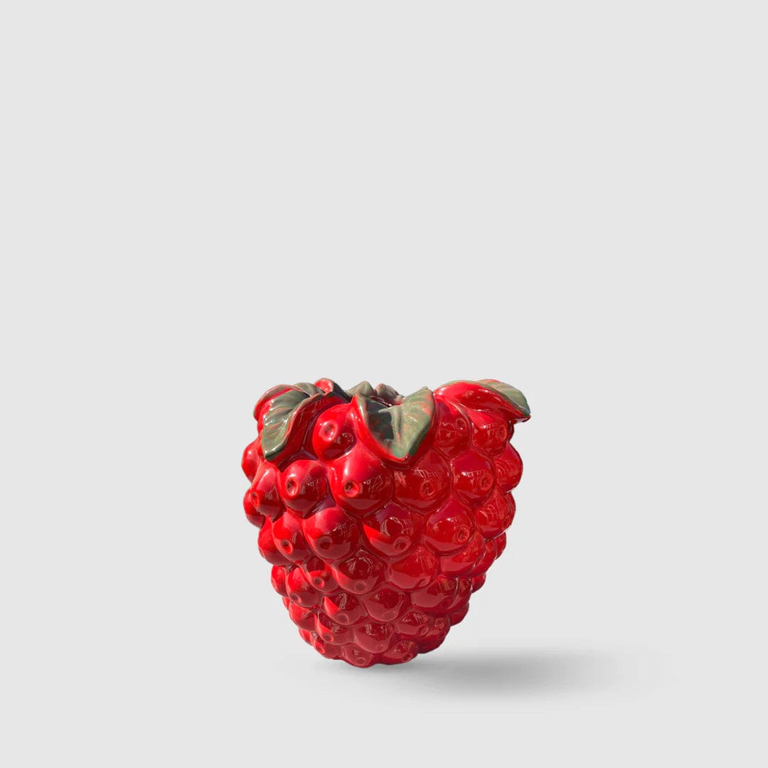 Italiving Keramikvase Dekovase in Form einer Himbeere - glasierte Keramik H 21 cm Ø 21,5 cm rot