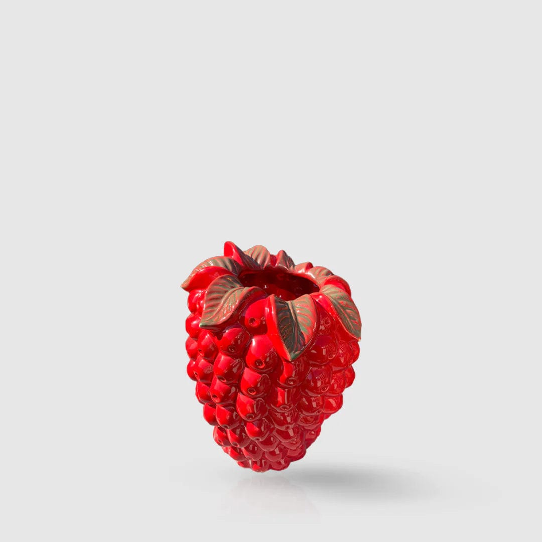 Italiving Keramikvase Dekovase in Form einer Himbeere - glasierte Keramik H 26,5 cm Ø 21 cm rot