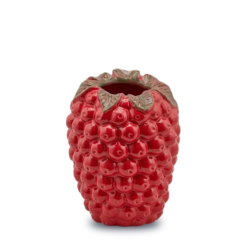 Italiving Keramikvase Dekovase in Form einer Himbeere - glasierte Keramik H 26,5 cm Ø 21 cm rot