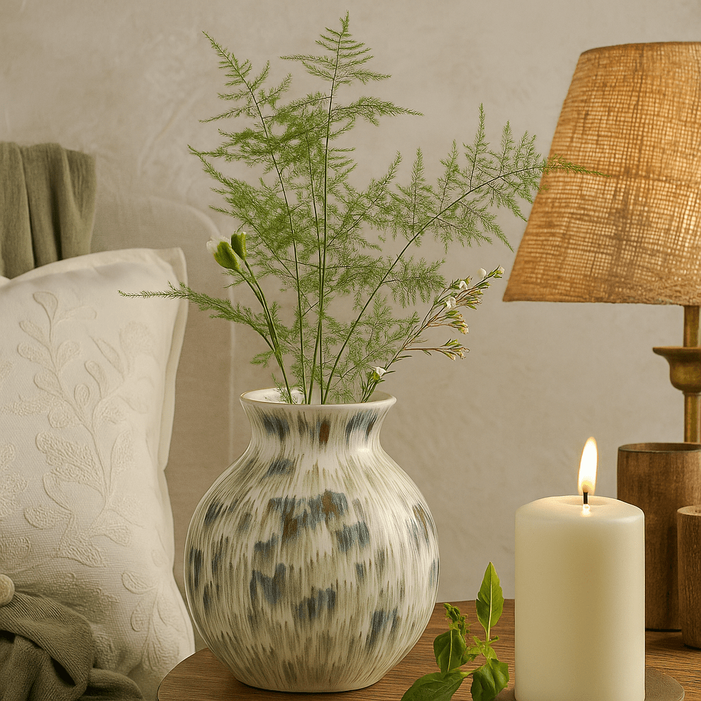 Italiving Keramikvase Designervase aus bemalter Keramik Höhe 22,5 cm Ø 20,5 cm - Handarbeit