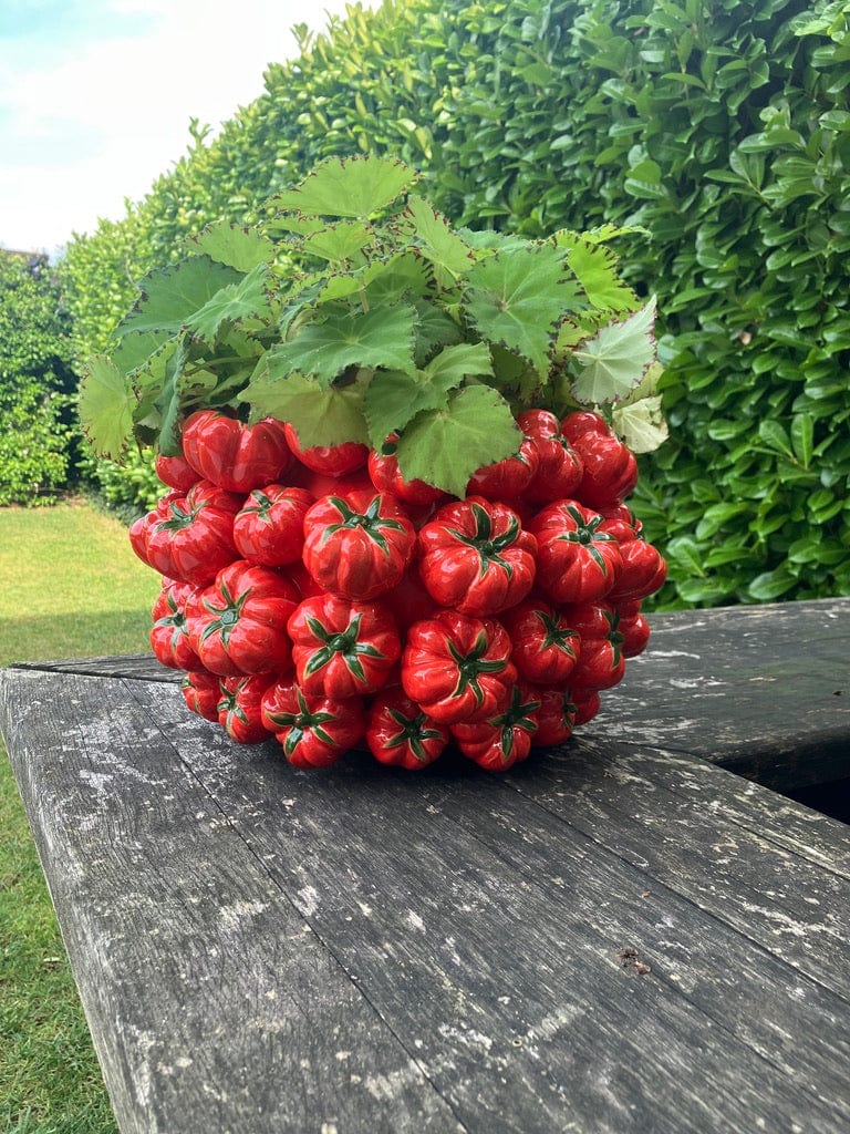 Italiving Keramikvase Designervase neu aus Italien mit roten Tomaten besetzt in 2 Größen