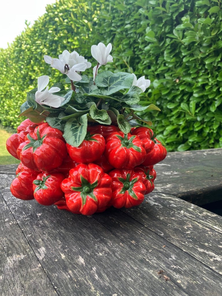 Italiving Keramikvase Designervase neu aus Italien mit roten Tomaten besetzt in 2 Größen