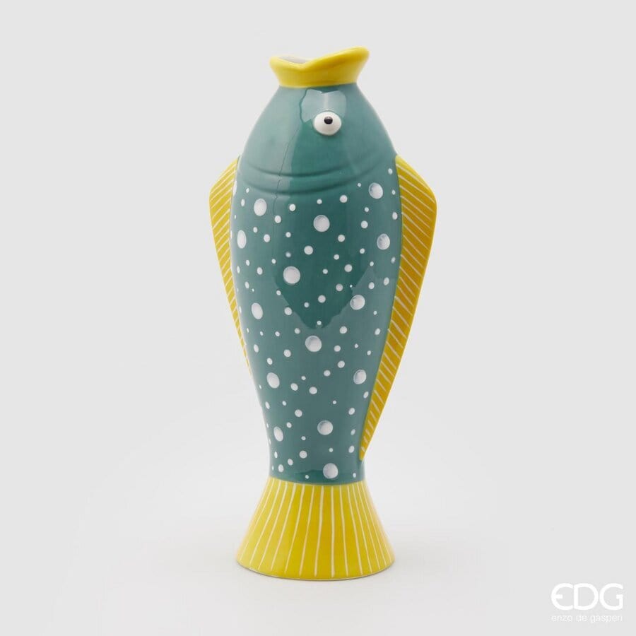 Italiving Keramikvase Dots Keramikvase Fisch - Handarbeit in 2 Varianten H 36 Ø 17/12 cm
