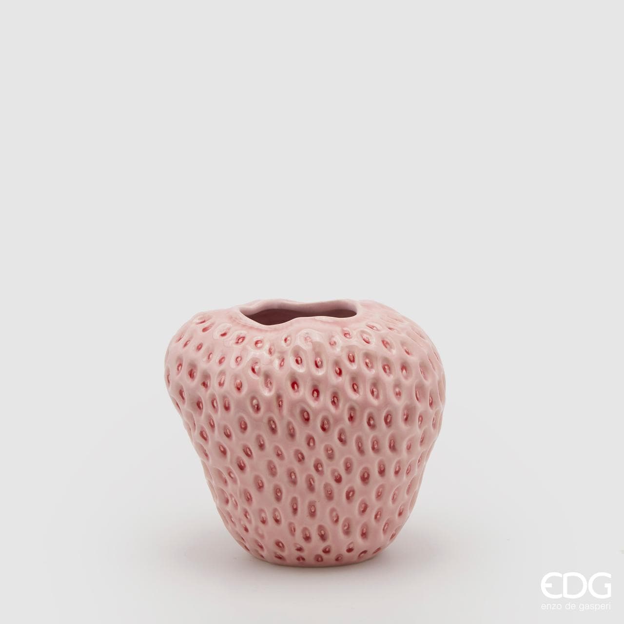 Italiving Keramikvase Erdbeervase Höhe 16 cm Ø 17 cm - Dekovase Keramik rosa