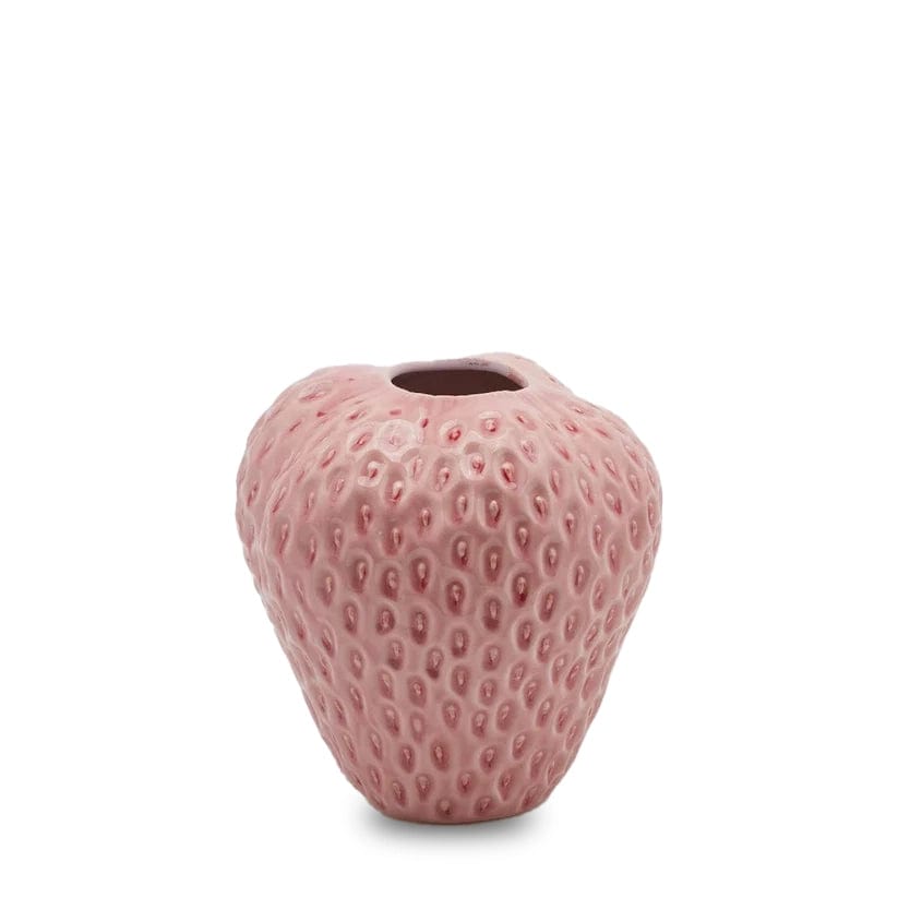 Italiving Keramikvase Erdbeervase Höhe 21 cm Ø 20 cm - Dekovase Keramik rosa