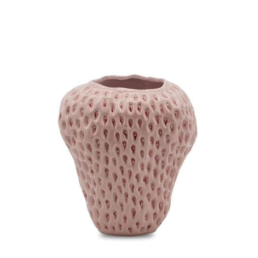 Italiving Keramikvase Erdbeervase Höhe 26 cm Ø 22 cm - Dekovase Keramik rosa