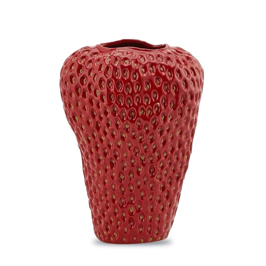 Italiving Keramikvase Erdbeervase Höhe 37 cm Ø 25 cm - Dekovase Keramik Rot