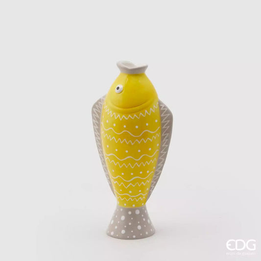 Italiving Keramikvase Gelb Keramikvase Fisch - farbenfrohe Handarbeit H 26 Ø 13/8 cm