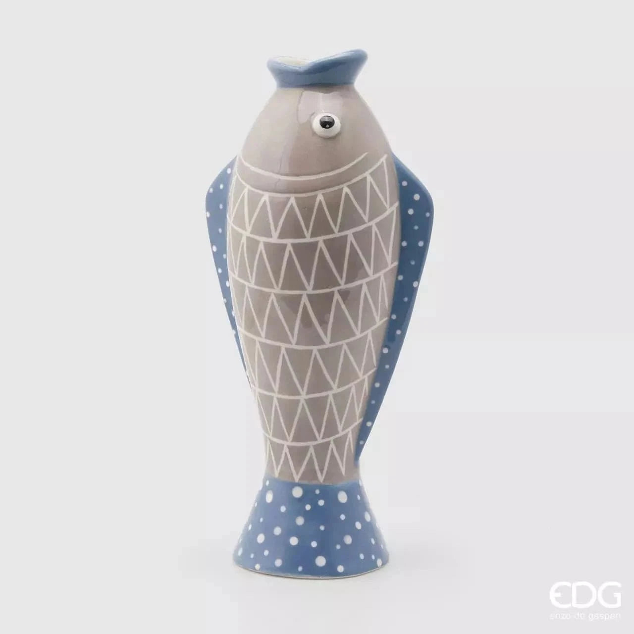 Italiving Keramikvase Grau Keramikvase Fisch - Handarbeit H 36 Ø 17/12 cm
