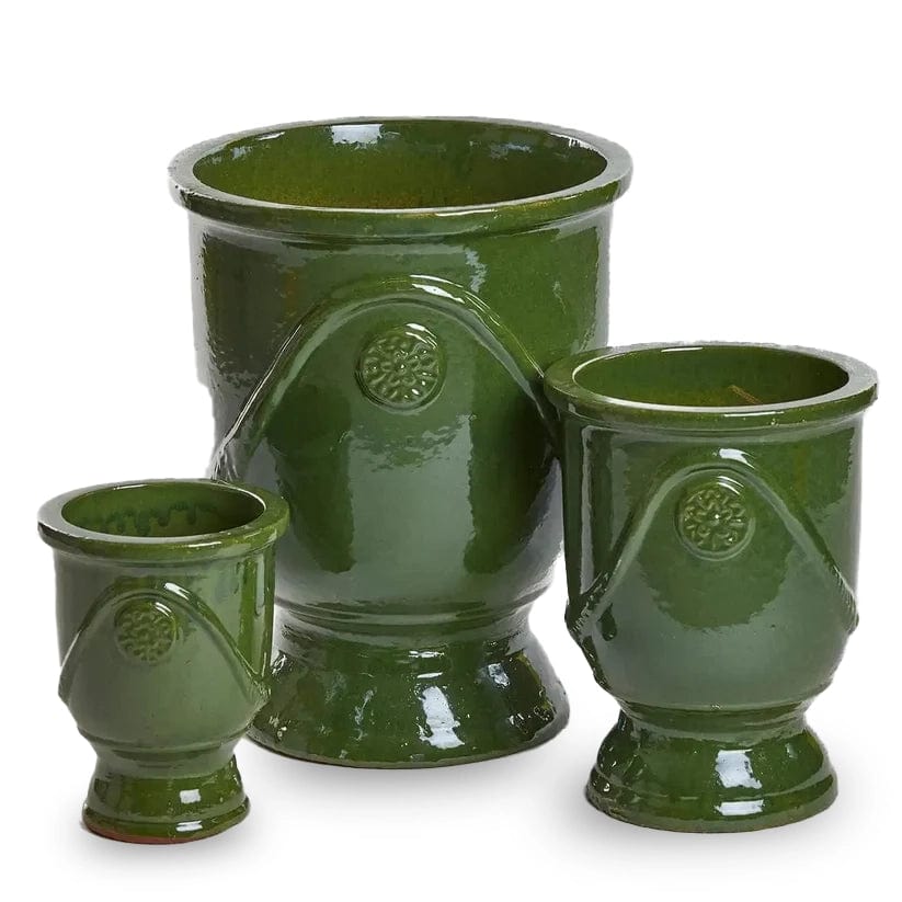 Bodenvase aus glasierter Keramik Höhe 30 cm olivgrün frostsicher