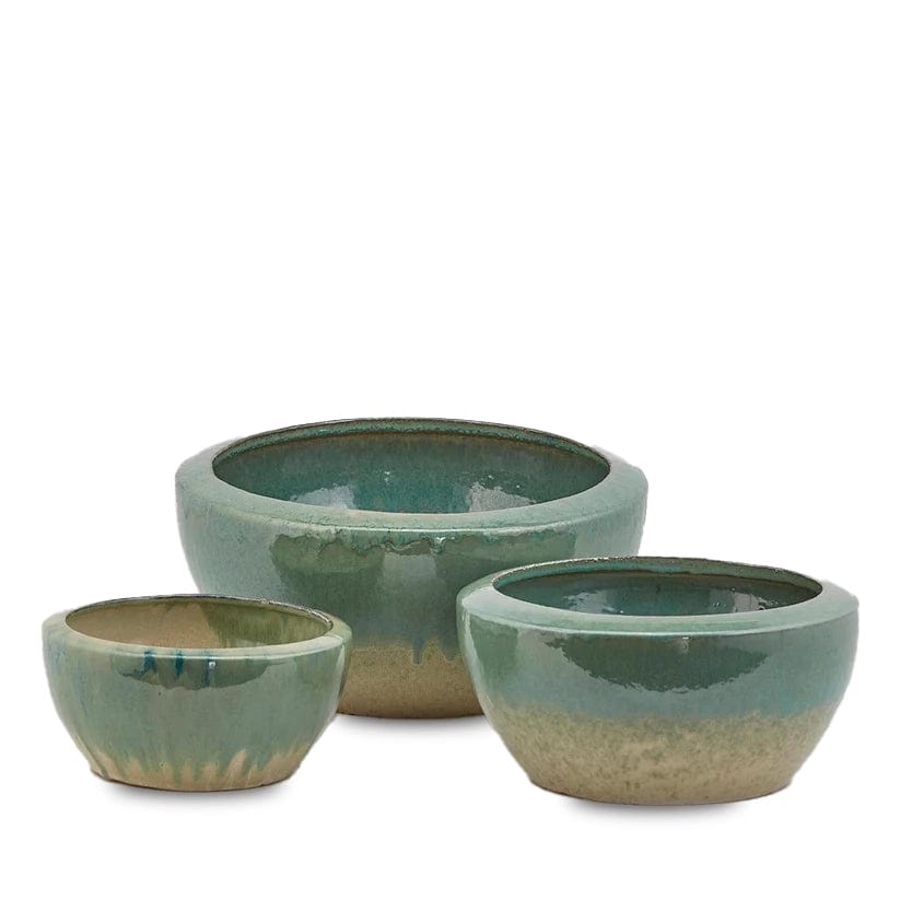 Italiving Keramikvase Mediterrane Pflanzschale Höhe 17 cm Ø 33 cm - glasierte Keramik frostsicher