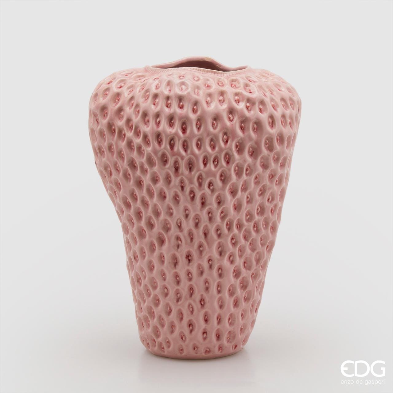 Italiving Keramikvase Rosa Erdbeervase Höhe 37 cm Ø 25 cm - Dekovase Keramik Rosa