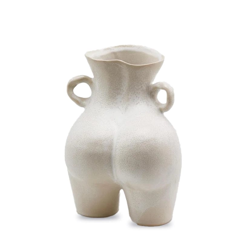 Italiving Keramikvase Sinnliche Dekovase - Keramik Naturweiß Höhe 27 cm Ø 10/16,5 cm