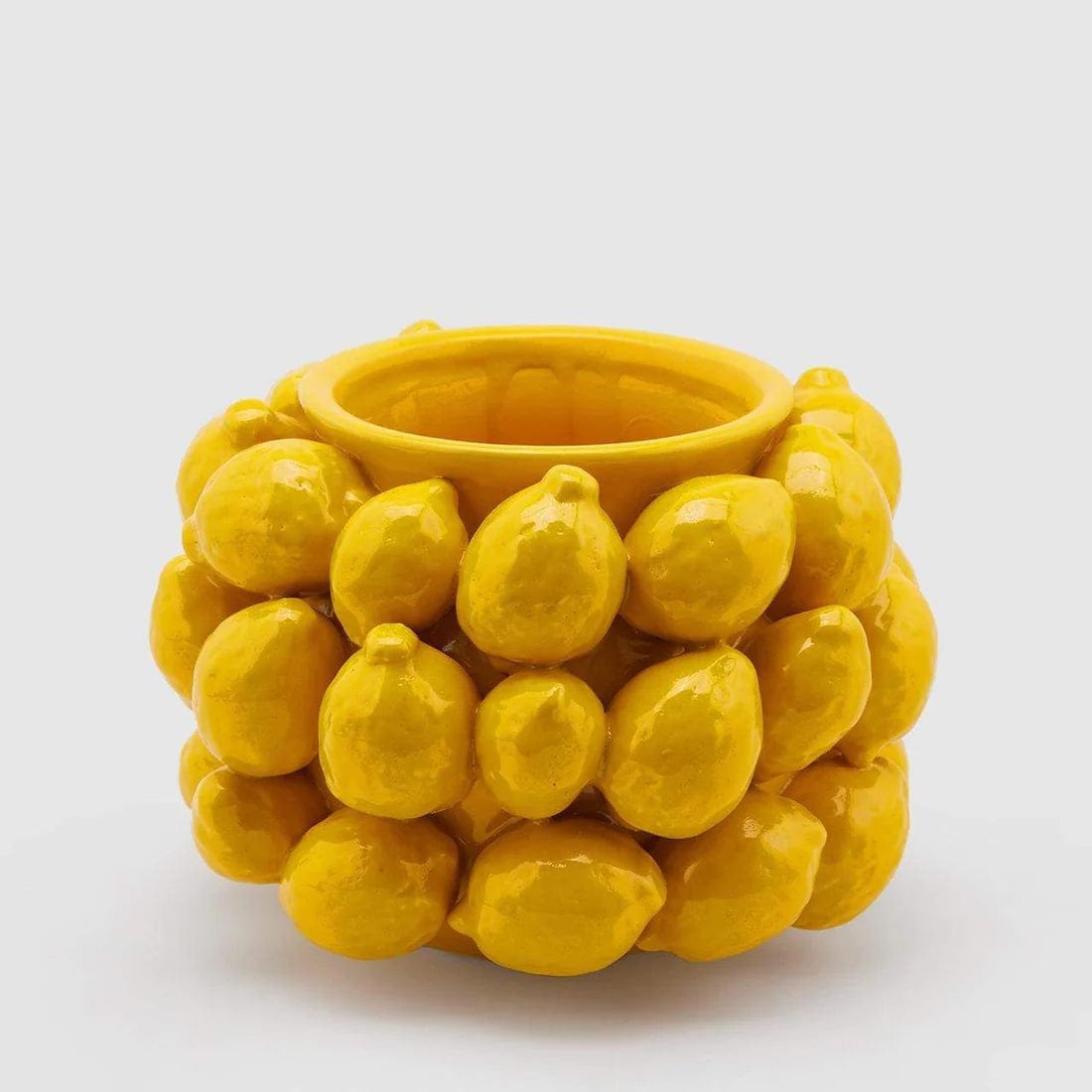 Zitronenvase mit gelben zitronen besetzt