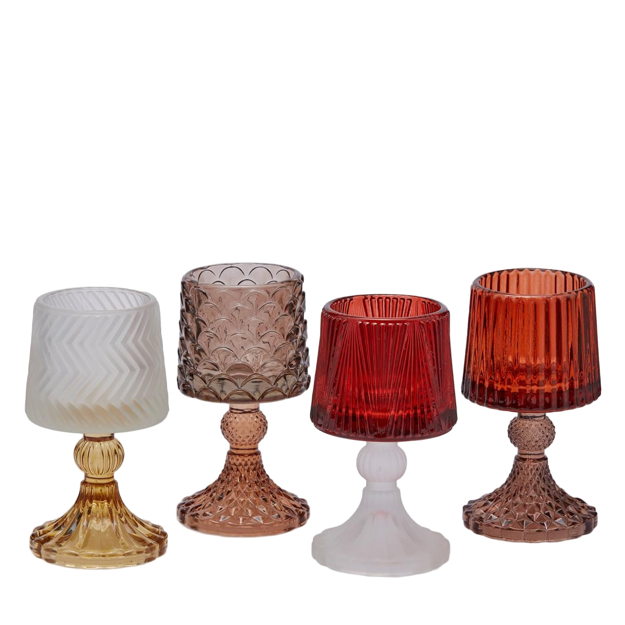 Italiving Kerzenglas Klar, Braun, Rot, Orange 4er-Set Kerzengläser für Kerzen und Teelichter