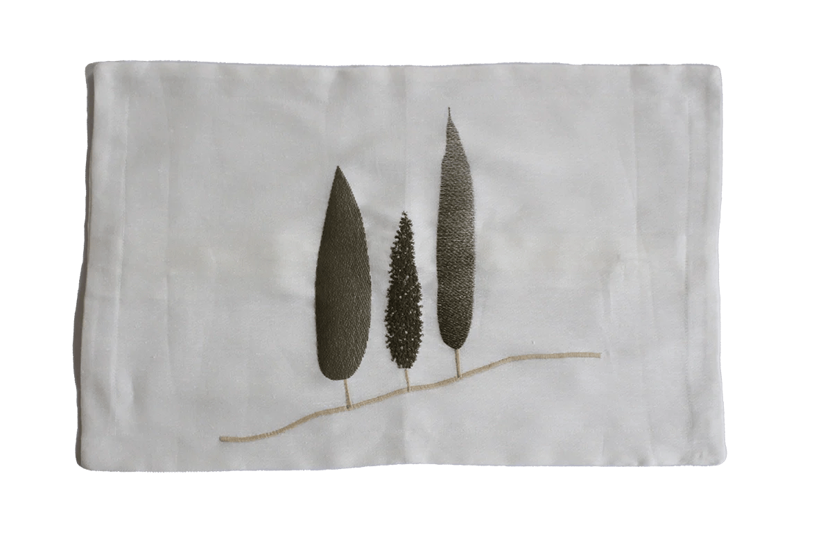 Italiving Kissenhülle Kissenhülle 30 x 50 weiß mit Zypressen bestickt - 50 BW / 50 Leinen