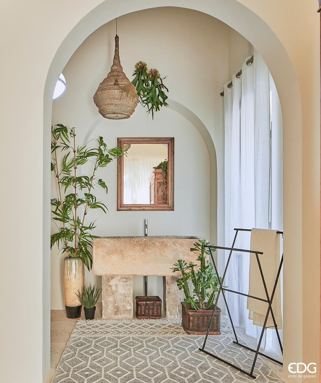 Italiving Lampe Orientalische Deckenleuchte aus Messing für LED-Lampe - H 85 cm Ø 43 cm