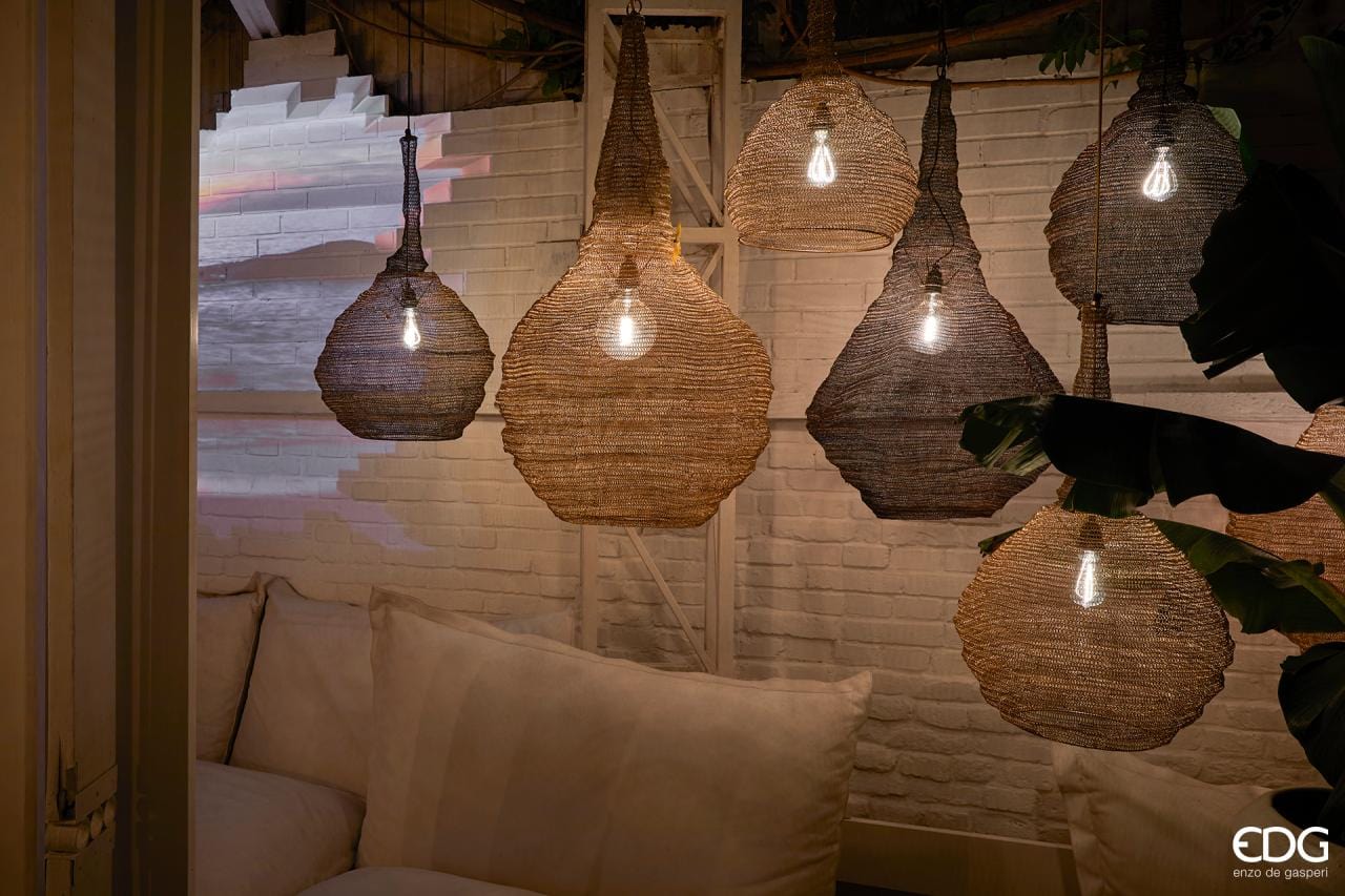 Italiving Lampe Orientalische Deckenleuchte aus Messing für LED-Lampe - H 85 cm Ø 43 cm