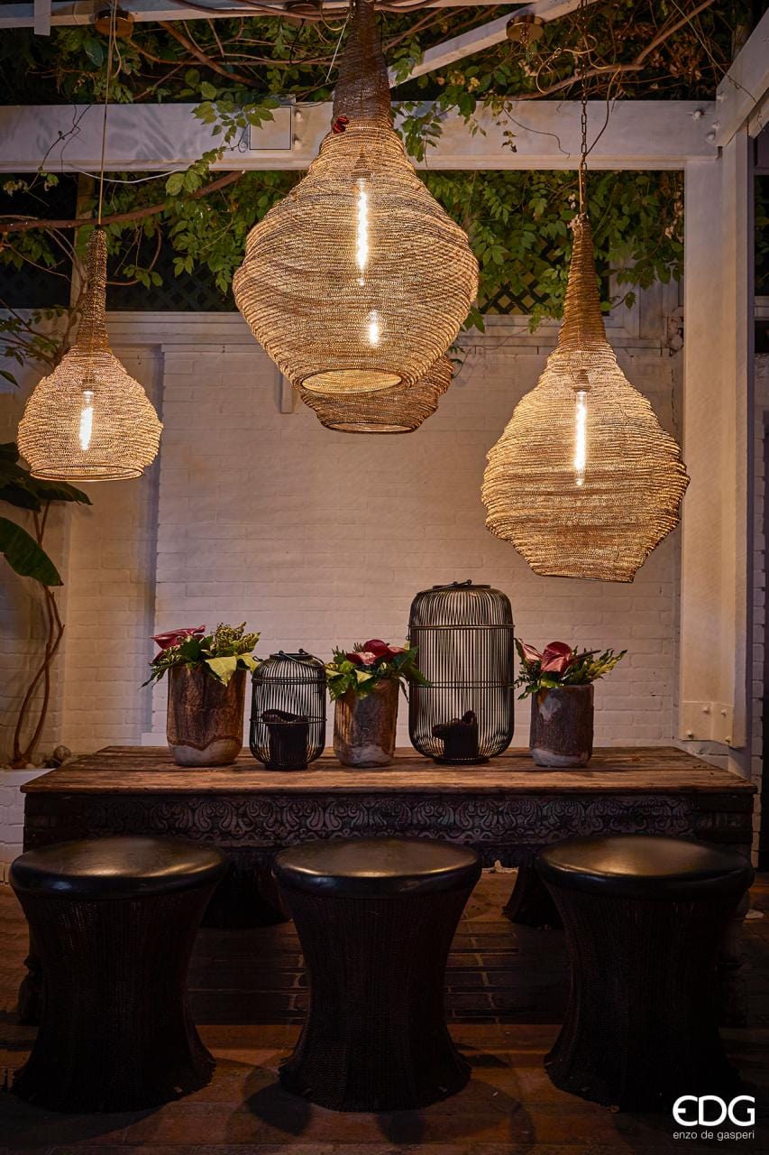 Italiving Lampe Orientalische Deckenleuchte aus Messing für LED-Lampe - H 85 cm Ø 43 cm