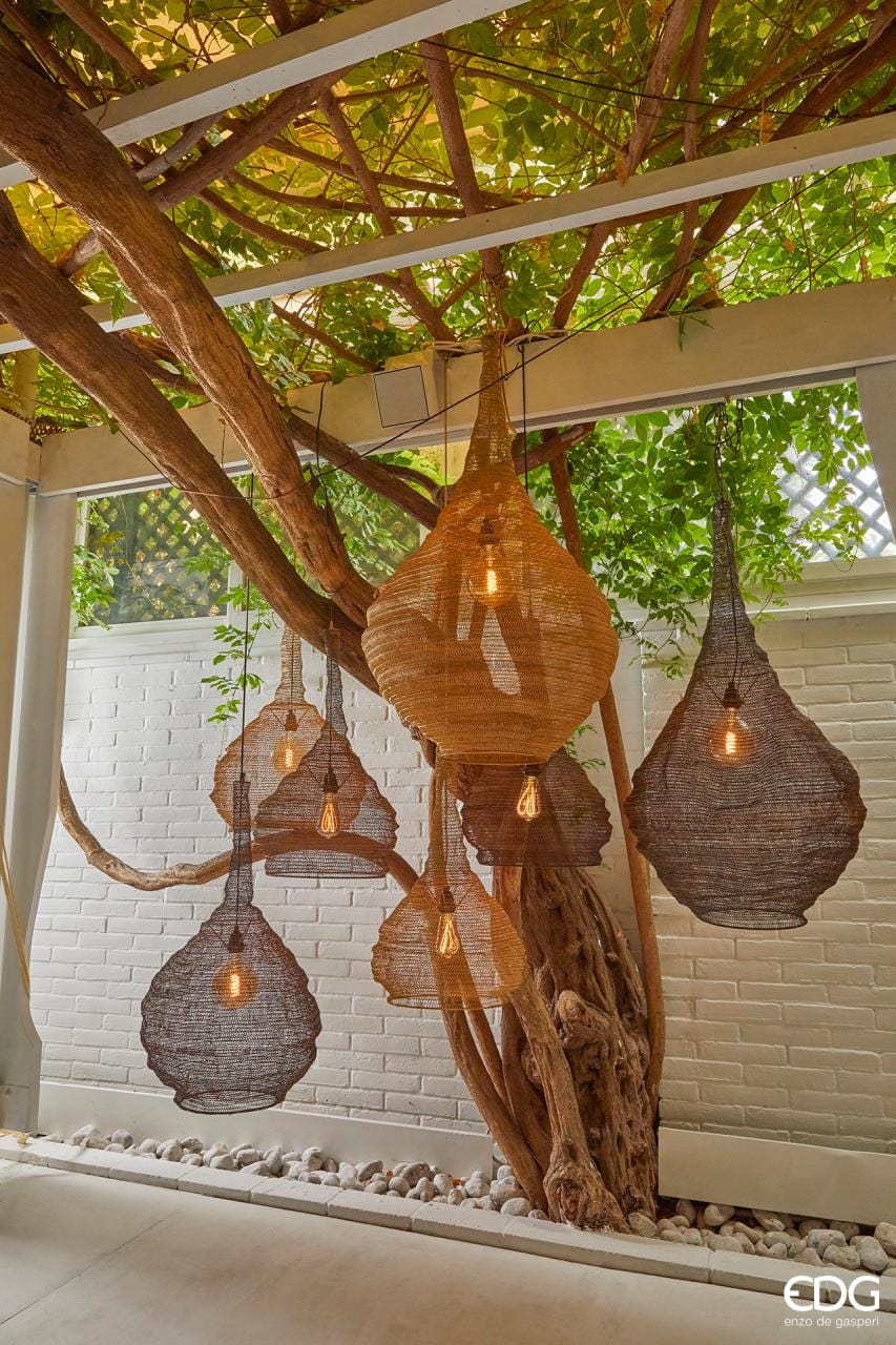 Italiving Lampe Orientalische Deckenleuchte aus Messing für LED-Lampe - H 85 cm Ø 43 cm