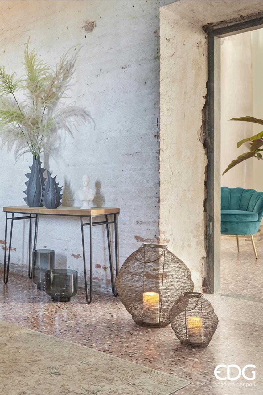 Italiving Laterne Orientalische Bodenlaterne aus Messing für Kerzen - H 30 cm Ø 27 cm